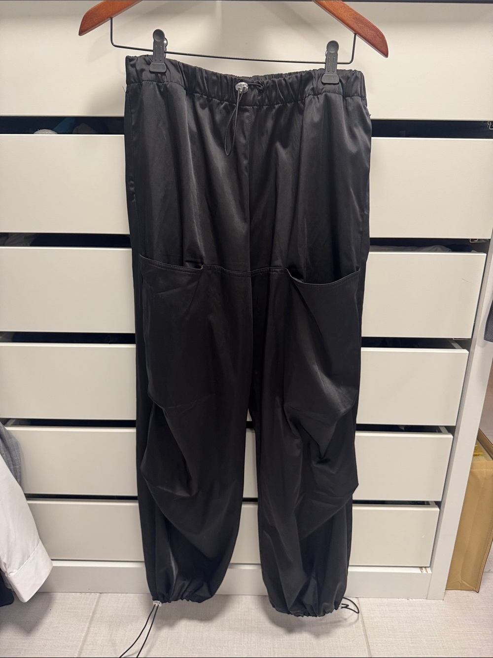 Zara Black Cargo Drawstring Jogger Pants